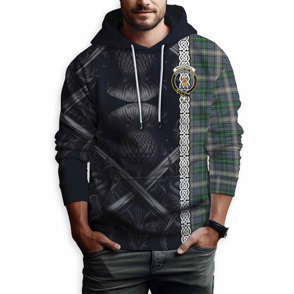 MacDowall (McDowall) Tartan Hoodie with Family Crest Cross Sword Thistle Celtic Vibes Pullover Hoodie - Tartan Vibes Clothing