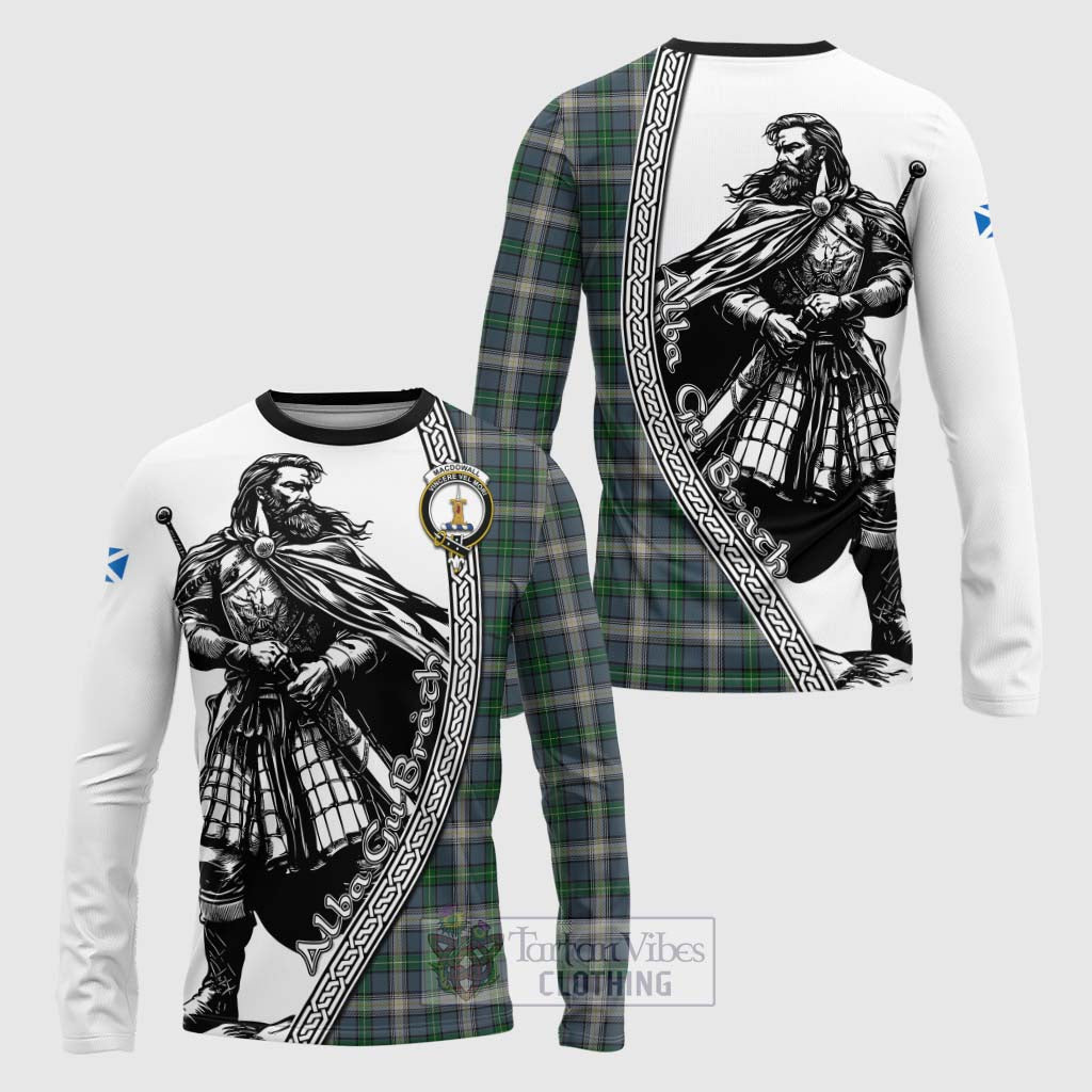 MacDowall (McDowall) Tartan Clan Crest Long Sleeve T-Shirt with Highlander Warrior Celtic Style Unisex - Tartan Vibes Clothing