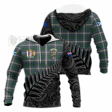 MacDowall (McDowall) Crest Tartan Knitted Hoodie with New Zealand Silver Fern Half Style Unisex Knitted Pullover Hoodie - Tartan Vibes Clothing