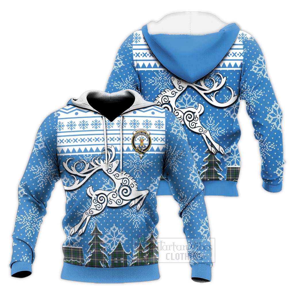 MacDowall (McDowall) Clan Christmas Knitted Hoodie Celtic Reindeer Style Unisex Knitted Pullover Hoodie - Tartan Vibes Clothing