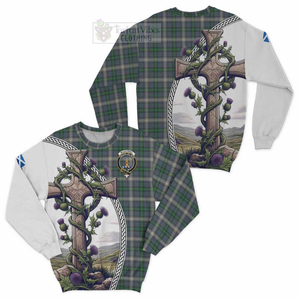 MacDowall (McDowall) Tartan Sweatshirt with Family Crest and St. Andrew's Cross Accented by Thistle Vines Unisex - Tartan Vibes Clothing