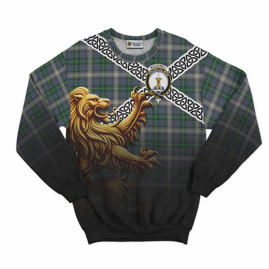MacDowall (McDowall) Crest Tartan Sweatshirt with Golden Lion Emblem Celtic Style Unisex - Tartan Vibes Clothing