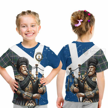 MacDowall (McDowall) Tartan Kid T-Shirt with Family Crest Scottish Bagpiper Vibes - Tartan Vibes Clothing
