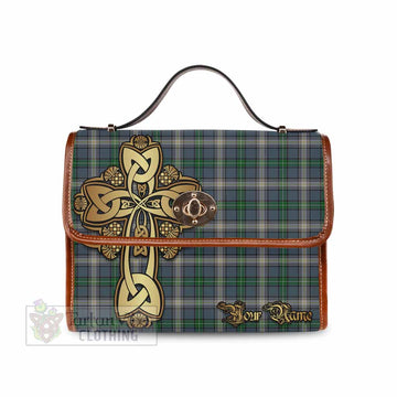 Tartan Vibes Clothing MacDowall (McDowall) Tartan Waterproof Canvas Bag Golden Thistle Celtic Cross Style
