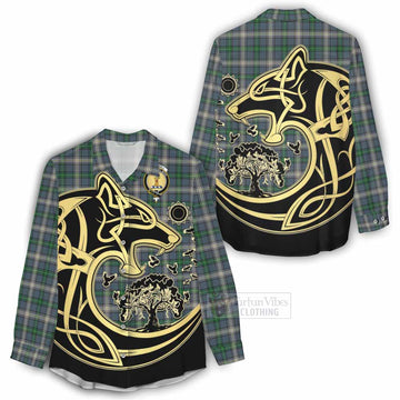 MacDowall (McDowall) Tartan Women's Casual Shirt with Family Crest Celtic Wolf Style - Tartan Vibes Clothing