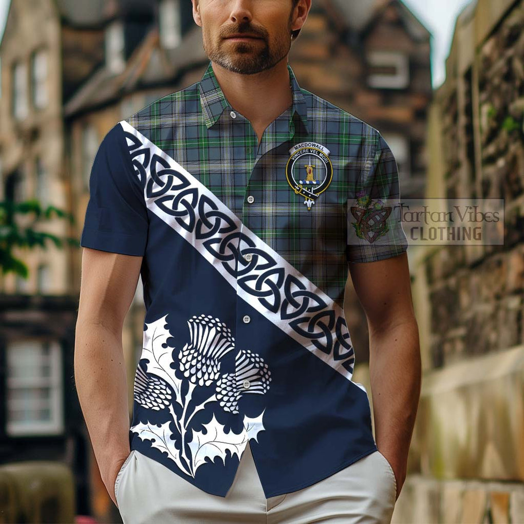 MacDowall (McDowall) Tartan Hawaiian Shirt Featuring Thistle and Scotland Map - Tartan Vibes Clothing