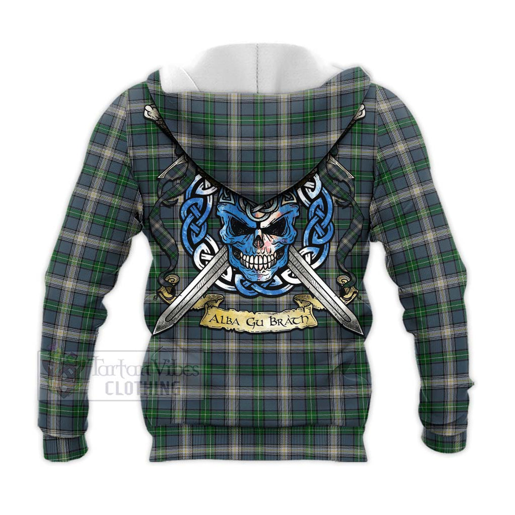 MacDowall (McDowall) Tartan Knitted Hoodie with Family Crest Celtic Skull Style - Tartan Vibes Clothing
