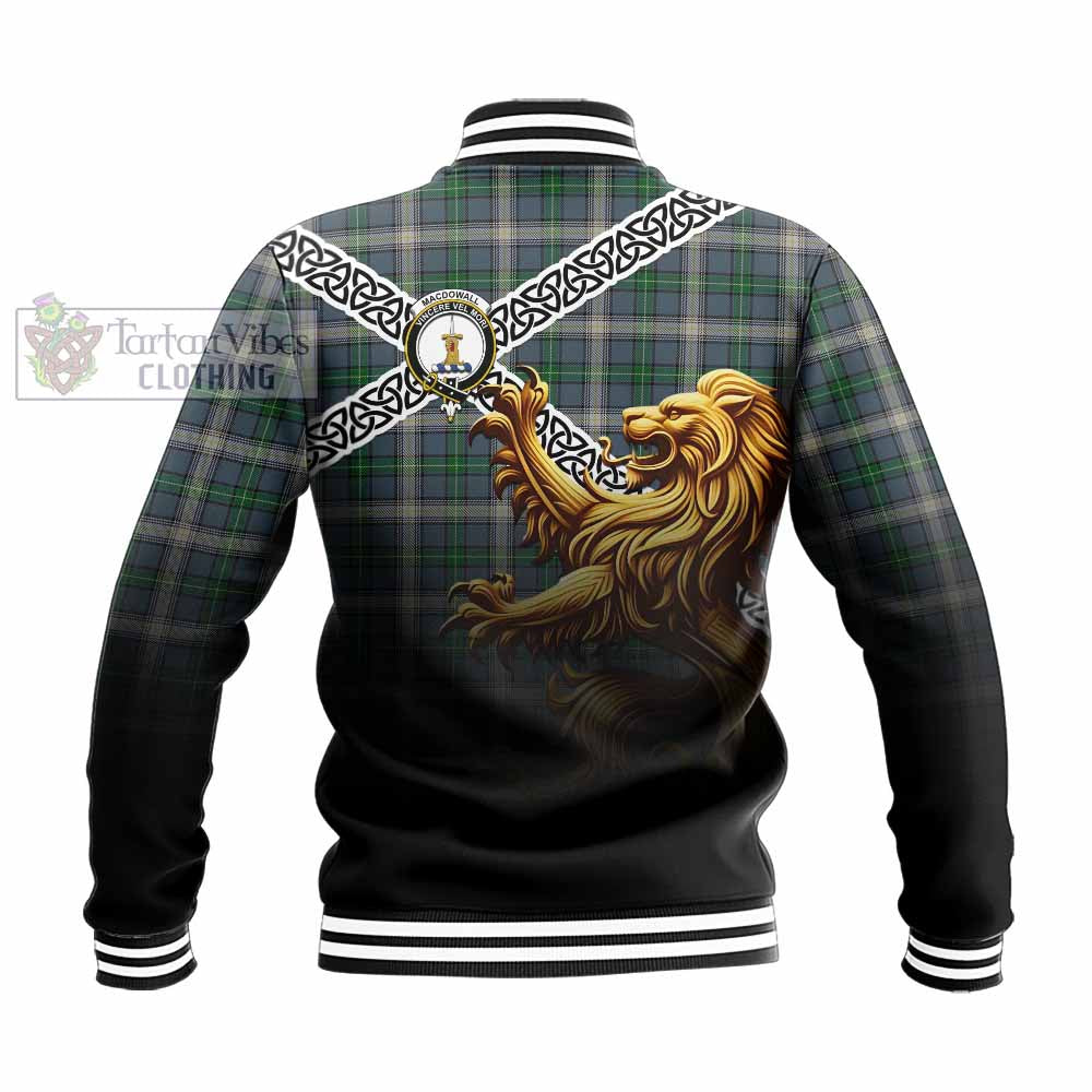 MacDowall (McDowall) Crest Tartan Baseball Jacket with Golden Lion Emblem Celtic Style - Tartan Vibes Clothing