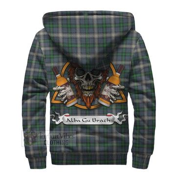 MacDowall (McDowall) Tartan Sherpa Hoodie with Family Crest and Bearded Skull Holding Bottles of Whiskey - Tartan Vibes Clothing