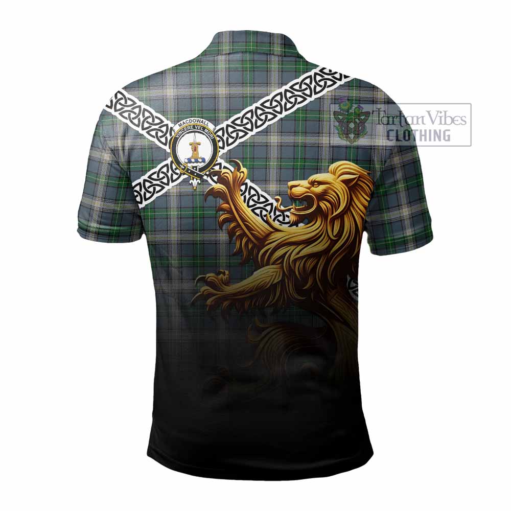 MacDowall (McDowall) Crest Tartan Polo Shirt with Golden Lion Emblem Celtic Style - Tartan Vibes Clothing