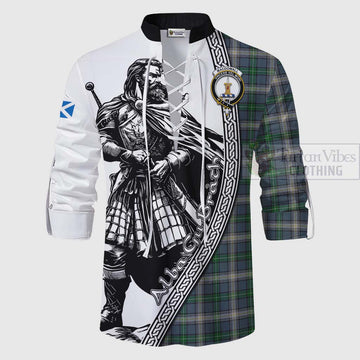 MacDowall (McDowall) Tartan Clan Crest Ghillie Kilt Shirt with Highlander Warrior Celtic Style - Tartan Vibes Clothing