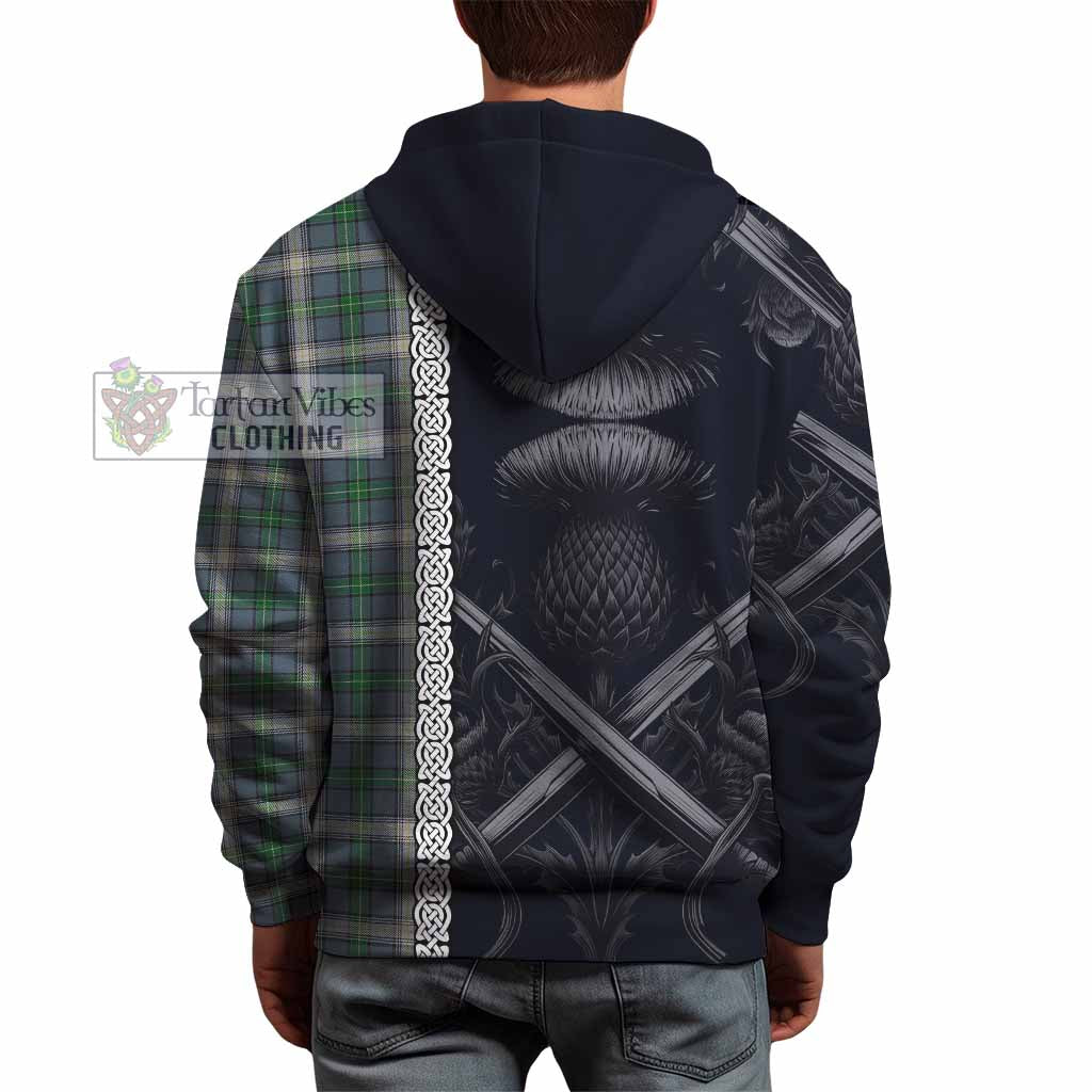 MacDowall (McDowall) Tartan Hoodie with Family Crest Cross Sword Thistle Celtic Vibes - Tartan Vibes Clothing
