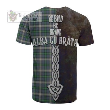 Tartan Vibes Clothing MacDowall (McDowall) Tartan Family Crest Cotton T-shirt Alba Gu Brath Be Brave Lion Ancient Style