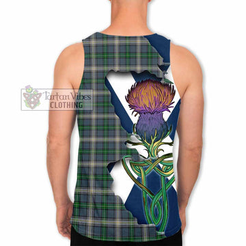 Tartan Vibes Clothing MacDowall (McDowall) Tartan Family Crest Men's Tank Top Scottish Thistle Celtic Inspired