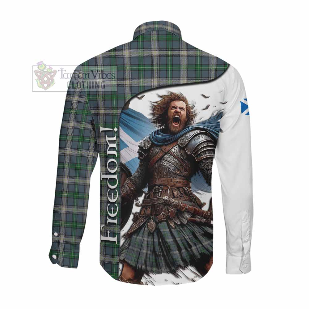 Tartan Vibes Clothing MacDowall (McDowall) Crest Tartan Long Sleeve Button Shirt Inspired by the Freedom of Scottish Warrior