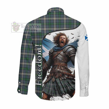 Tartan Vibes Clothing MacDowall (McDowall) Crest Tartan Long Sleeve Button Shirt Inspired by the Freedom of Scottish Warrior