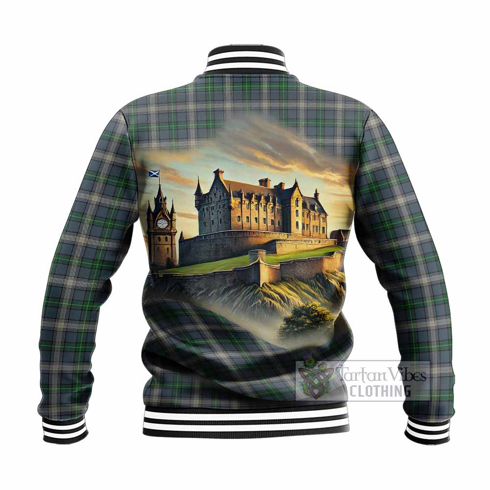 MacDowall (McDowall) Tartan Family Crest Baseball Jacket with Scottish Ancient Castle Style - Tartan Vibes Clothing