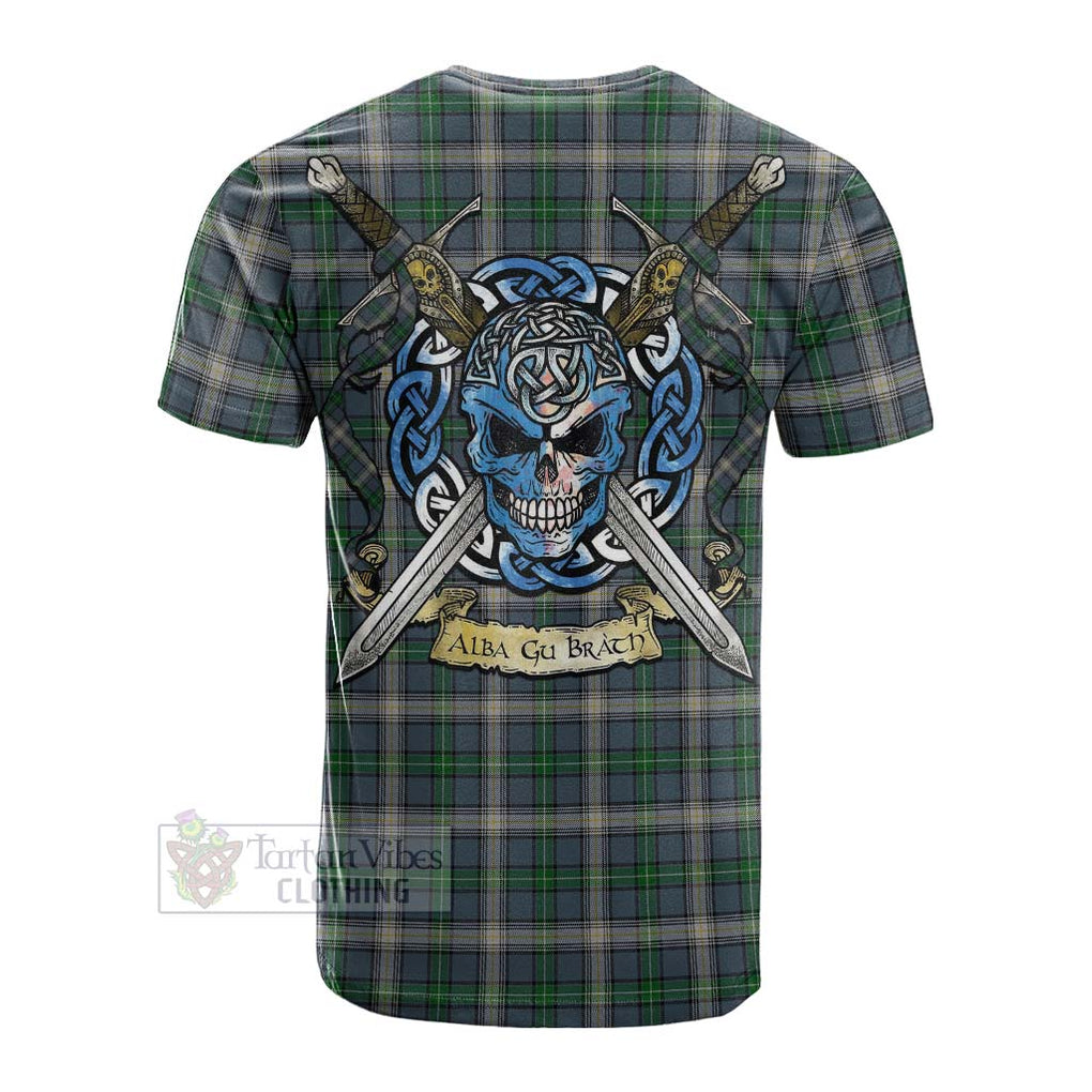 MacDowall (McDowall) Tartan Cotton T-shirt with Family Crest Celtic Skull Style Men's Shirt - Tartan Vibes Clothing