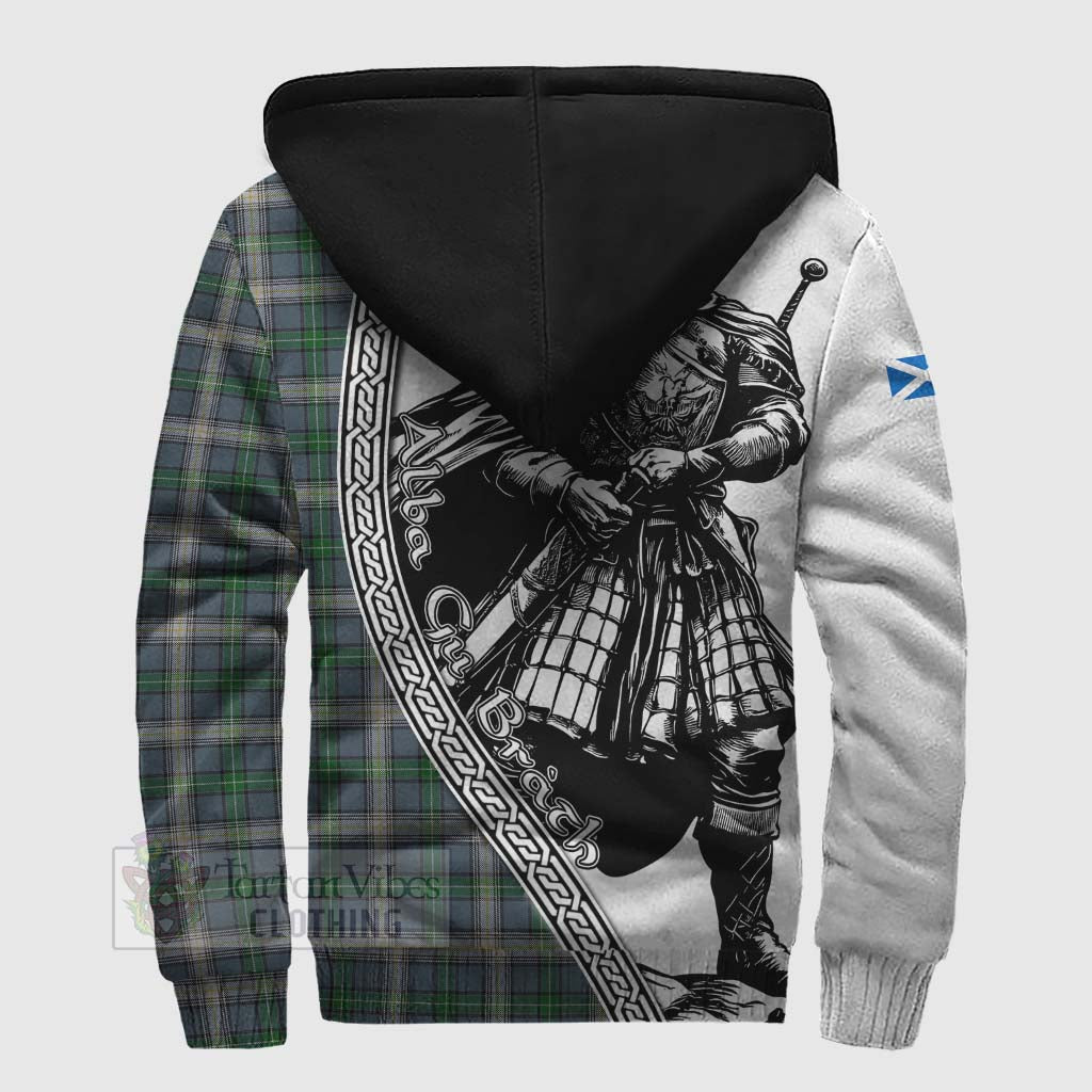 MacDowall (McDowall) Tartan Clan Crest Sherpa Hoodie with Highlander Warrior Celtic Style - Tartan Vibes Clothing