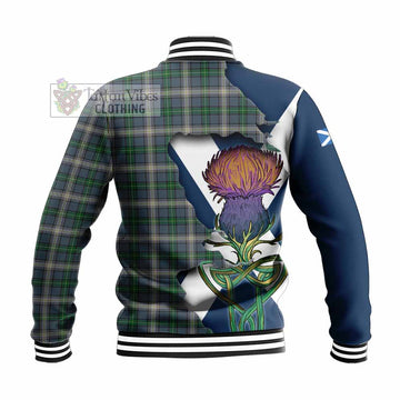 Tartan Vibes Clothing MacDowall (McDowall) Tartan Family Crest Baseball Jacket Scottish Thistle Celtic Inspired