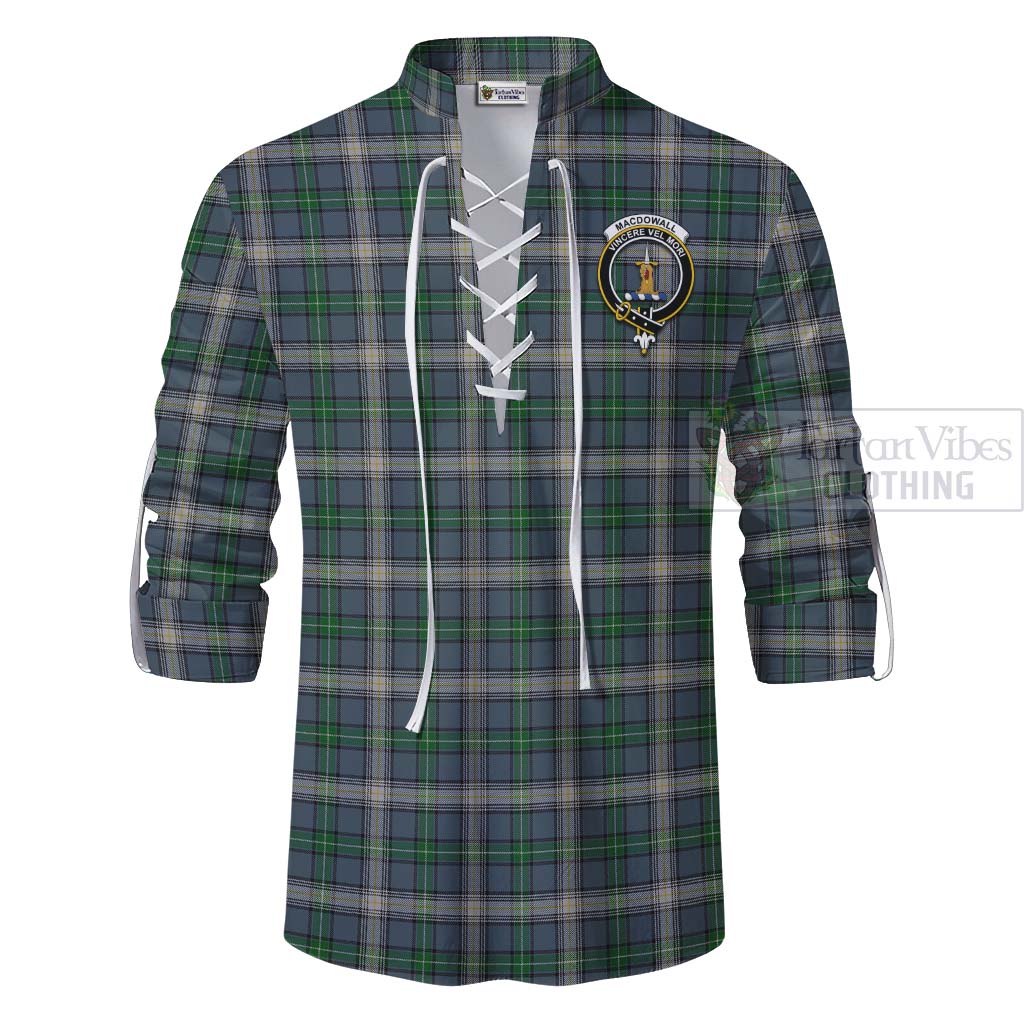 MacDowall (McDowall) Tartan Ghillie Kilt Shirt with Family Crest Celtic Skull Style - Tartan Vibes Clothing