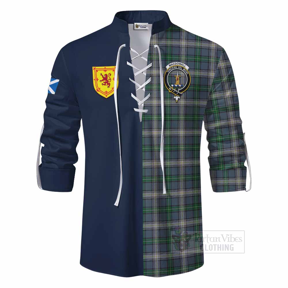 MacDowall (McDowall) Tartan Ghillie Kilt Shirt Alba with Scottish Lion Royal Arm Half Style - Tartan Vibes Clothing