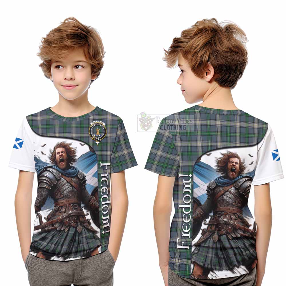 Tartan Vibes Clothing MacDowall (McDowall) Crest Tartan Kid T-Shirt Inspired by the Freedom of Scottish Warrior