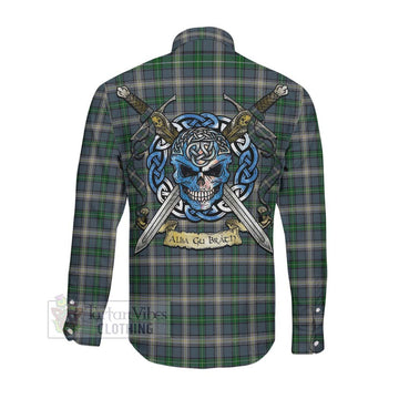 MacDowall (McDowall) Tartan Long Sleeve Button Shirt with Family Crest Celtic Skull Style Men's Shirt - Tartan Vibes Clothing