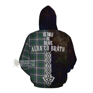 Tartan Vibes Clothing MacDowall (McDowall) Tartan Family Crest Cotton Hoodie Alba Gu Brath Be Brave Lion Ancient Style