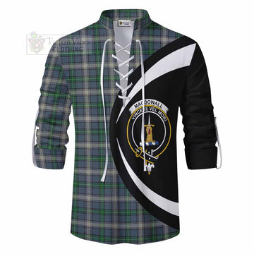 MacDowall (McDowall) Tartan Ghillie Kilt Shirt with Family Crest Circle Style - Tartan Vibes Clothing