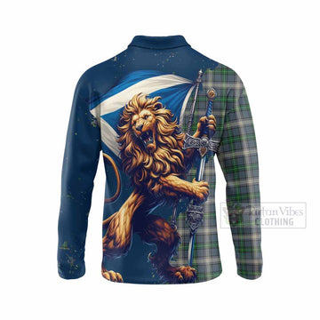 MacDowall (McDowall) Tartan Family Crest Long Sleeve Polo Shirt with Scottish Majestic Lion - Tartan Vibes Clothing