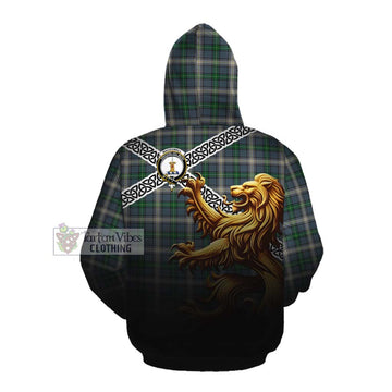 Tartan Vibes Clothing MacDowall (McDowall) Crest Tartan Cotton Hoodie with Golden Lion Emblem Celtic Style