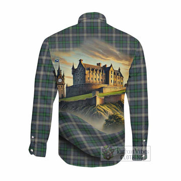 Tartan Vibes Clothing MacDowall (McDowall) Tartan Family Crest Long Sleeve Button Shirt with Scottish Ancient Castle Style