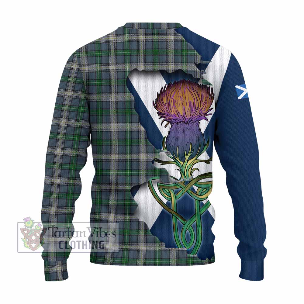 Tartan Vibes Clothing MacDowall (McDowall) Tartan Family Crest Knitted Sweater Scottish Thistle Celtic Inspired