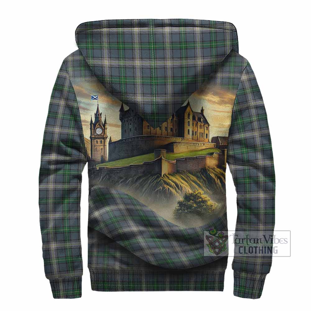 MacDowall (McDowall) Tartan Family Crest Sherpa Hoodie with Scottish Ancient Castle Style - Tartan Vibes Clothing