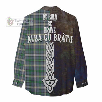 MacDowall (McDowall) Tartan Family Crest Women's Casual Shirt Alba Gu Brath Be Brave Lion Ancient Style - Tartan Vibes Clothing