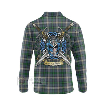 MacDowall (McDowall) Tartan Long Sleeve Polo Shirt with Family Crest Celtic Skull Style - Tartan Vibes Clothing