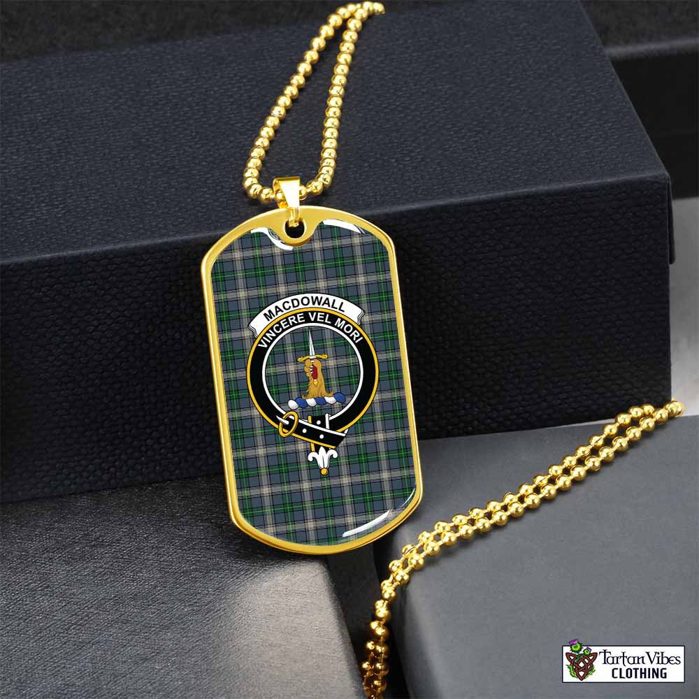 MacDowall (McDowall) Tartan Dog Tag Necklace with Family Crest Gold No - Tartan Vibes Clothing