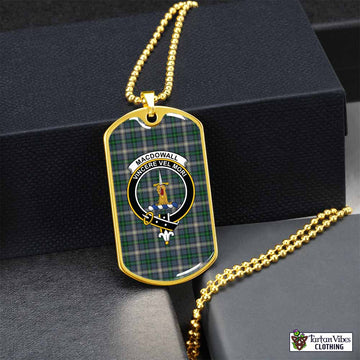 Tartan Vibes Clothing MacDowall (McDowall) Tartan Dog Tag Necklace with Family Crest
