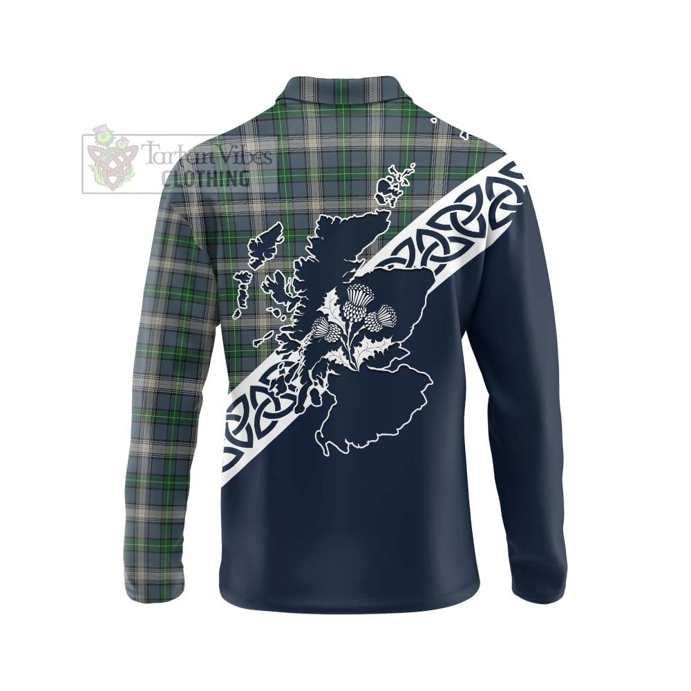 MacDowall (McDowall) Tartan Long Sleeve Polo Shirt Featuring Thistle and Scotland Map - Tartan Vibes Clothing