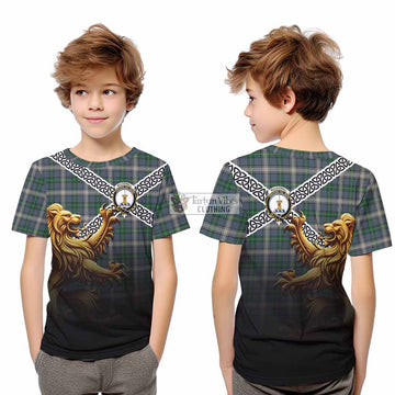 MacDowall (McDowall) Crest Tartan Kid T-Shirt with Golden Lion Emblem Celtic Style - Tartan Vibes Clothing