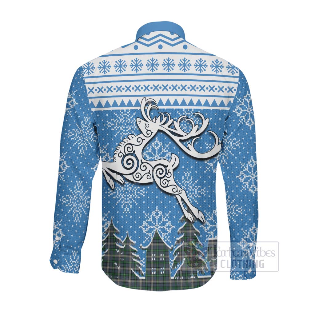 MacDowall (McDowall) Clan Christmas Long Sleeve Button Shirt Celtic Reindeer Style Men's Shirt - Tartan Vibes Clothing