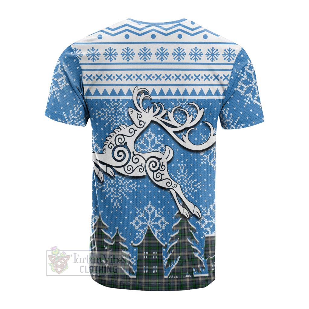 MacDowall (McDowall) Clan Christmas Cotton T-shirt Celtic Reindeer Style - Tartan Vibes Clothing