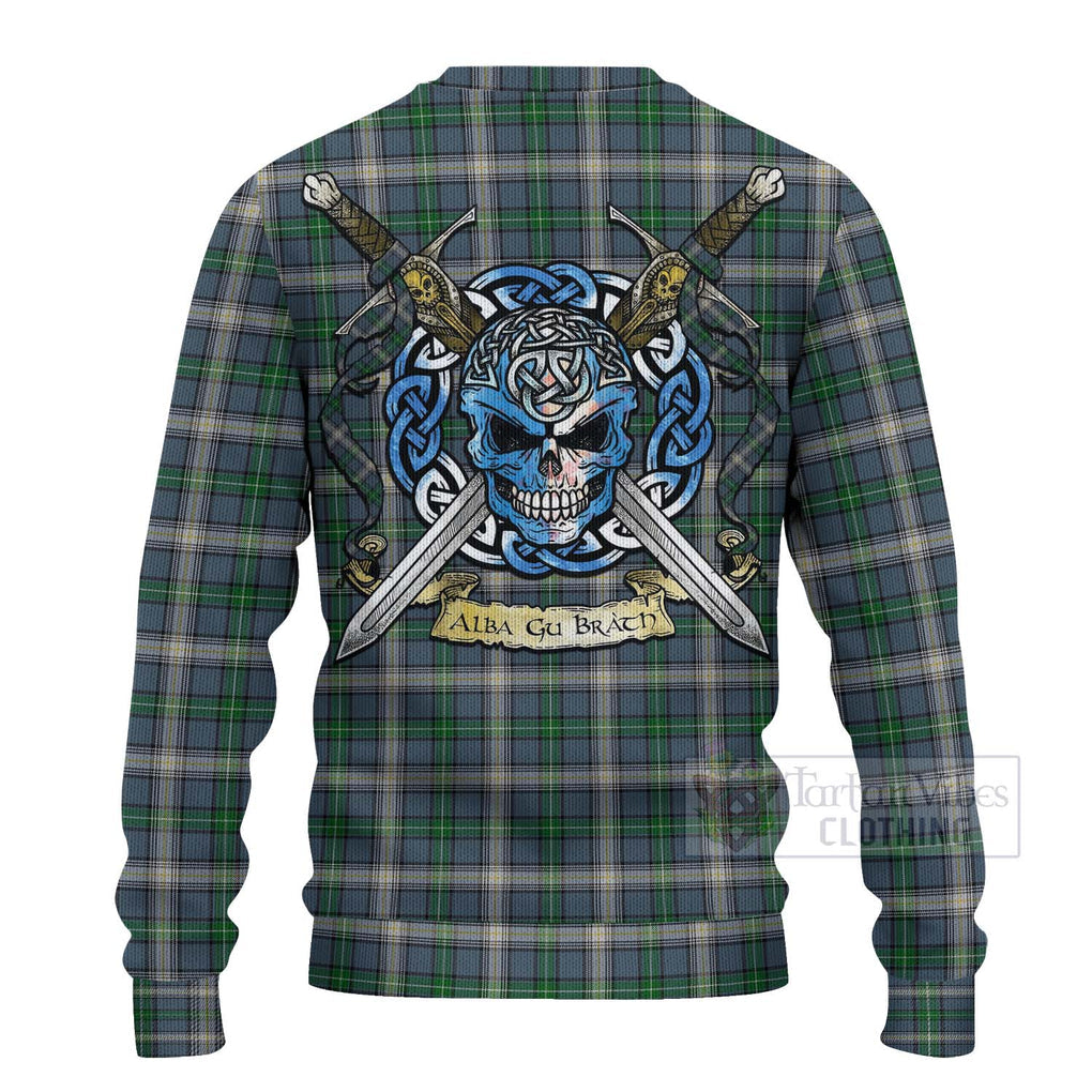 MacDowall (McDowall) Tartan Ugly Sweater with Family Crest Celtic Skull Style - Tartan Vibes Clothing