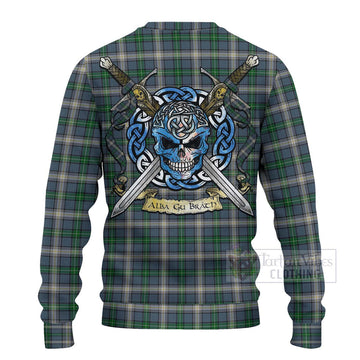 MacDowall (McDowall) Tartan Ugly Sweater with Family Crest Celtic Skull Style - Tartan Vibes Clothing