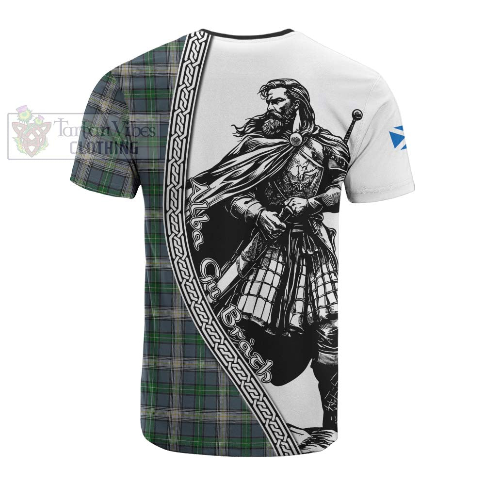 MacDowall (McDowall) Tartan Clan Crest Cotton T-shirt with Highlander Warrior Celtic Style - Tartan Vibes Clothing