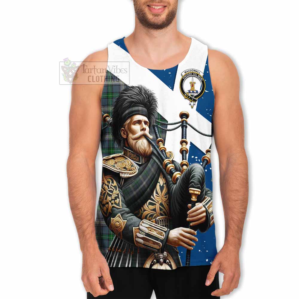 MacDowall (McDowall) Tartan Men's Tank Top with Family Crest Scottish Bagpiper Vibes - Tartan Vibes Clothing