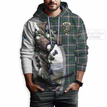 MacDowall (McDowall) Tartan Hoodie with Family Crest and St. Andrew's Cross Accented by Thistle Vines - Tartan Vibes Clothing