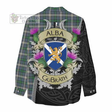 MacDowall (McDowall) Tartan Family Crest Women's Casual Shirt Lion Rampant Royal Thistle Shield Celtic Inspired - Tartan Vibes Clothing