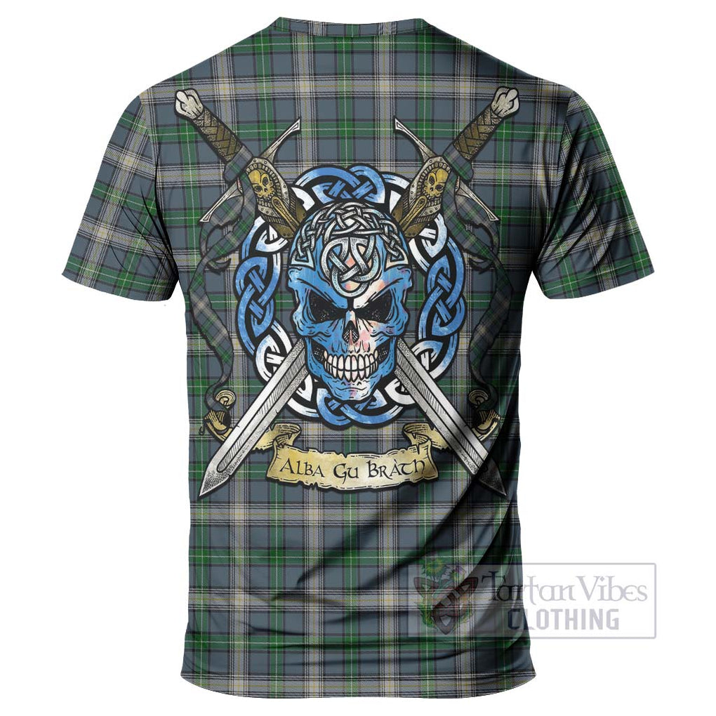 Tartan Vibes Clothing MacDowall (McDowall) Tartan T-Shirt with Family Crest Celtic Skull Style